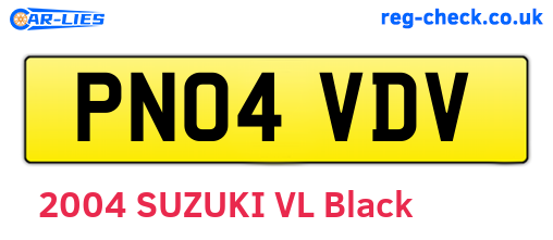 PN04VDV are the vehicle registration plates.