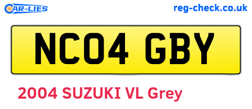 NC04GBY are the vehicle registration plates.