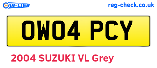 OW04PCY are the vehicle registration plates.