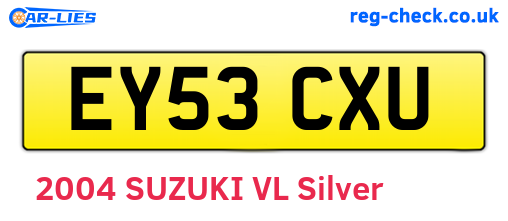 EY53CXU are the vehicle registration plates.
