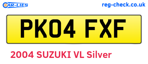 PK04FXF are the vehicle registration plates.