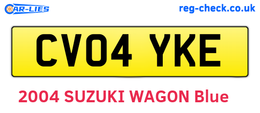 CV04YKE are the vehicle registration plates.