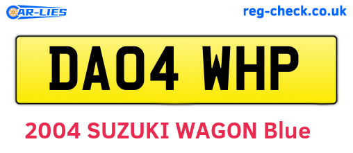 DA04WHP are the vehicle registration plates.