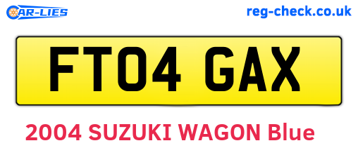 FT04GAX are the vehicle registration plates.