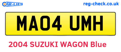 MA04UMH are the vehicle registration plates.