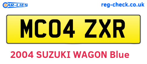 MC04ZXR are the vehicle registration plates.