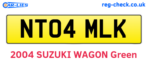 NT04MLK are the vehicle registration plates.