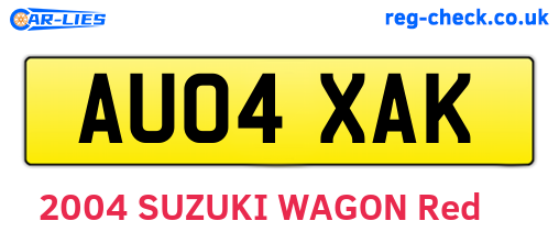 AU04XAK are the vehicle registration plates.