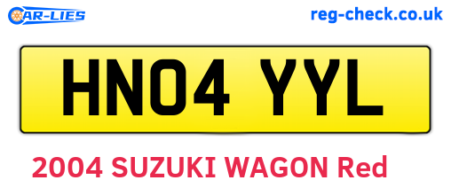 HN04YYL are the vehicle registration plates.