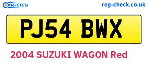 PJ54BWX are the vehicle registration plates.