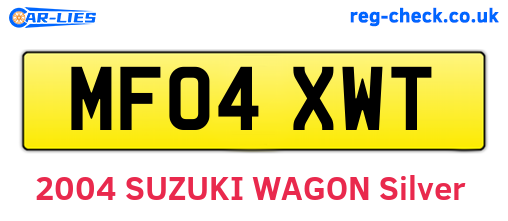 MF04XWT are the vehicle registration plates.