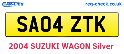 SA04ZTK are the vehicle registration plates.