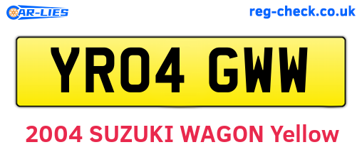 YR04GWW are the vehicle registration plates.