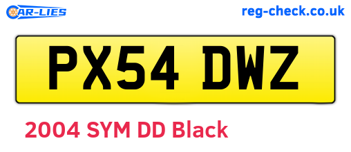 PX54DWZ are the vehicle registration plates.
