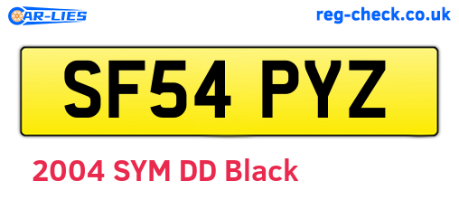 SF54PYZ are the vehicle registration plates.