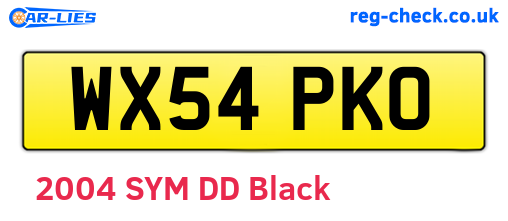 WX54PKO are the vehicle registration plates.