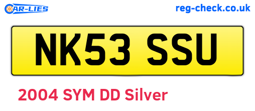 NK53SSU are the vehicle registration plates.