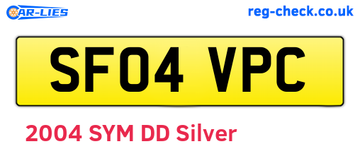 SF04VPC are the vehicle registration plates.