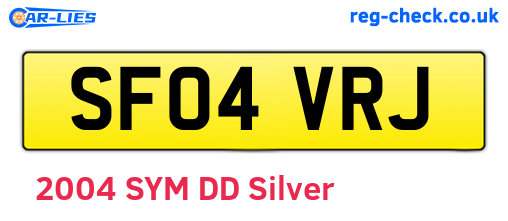 SF04VRJ are the vehicle registration plates.