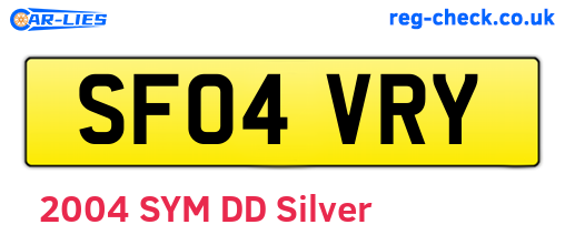 SF04VRY are the vehicle registration plates.