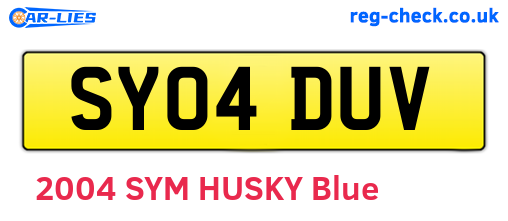 SY04DUV are the vehicle registration plates.