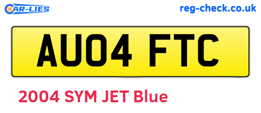 AU04FTC are the vehicle registration plates.