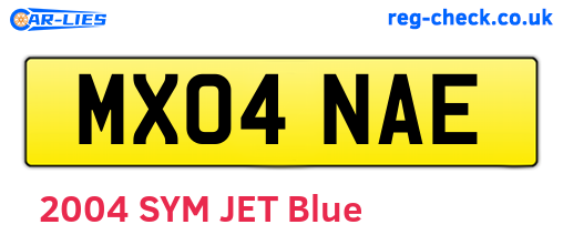 MX04NAE are the vehicle registration plates.