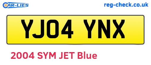 YJ04YNX are the vehicle registration plates.