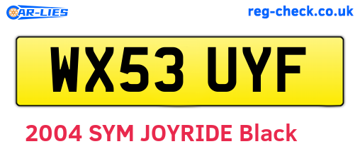WX53UYF are the vehicle registration plates.
