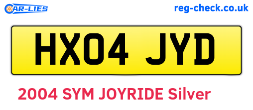 HX04JYD are the vehicle registration plates.