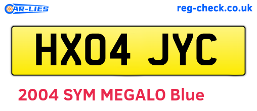 HX04JYC are the vehicle registration plates.