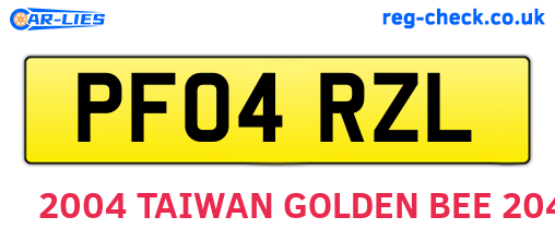 PF04RZL are the vehicle registration plates.