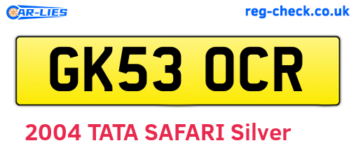 GK53OCR are the vehicle registration plates.