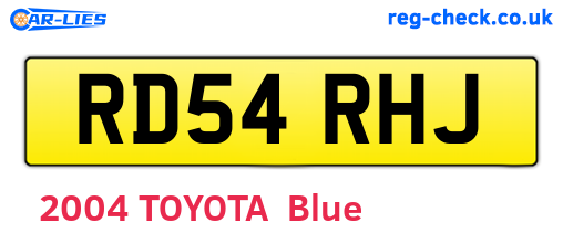 RD54RHJ are the vehicle registration plates.