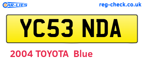 YC53NDA are the vehicle registration plates.