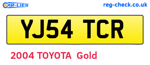 YJ54TCR are the vehicle registration plates.