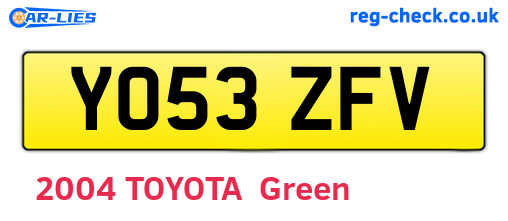 YO53ZFV are the vehicle registration plates.