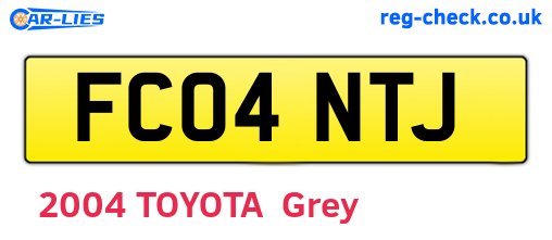 FC04NTJ are the vehicle registration plates.