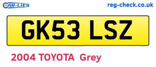 GK53LSZ are the vehicle registration plates.