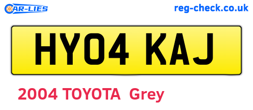 HY04KAJ are the vehicle registration plates.