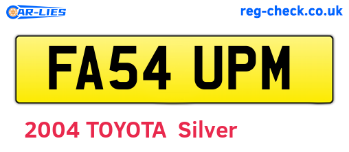 FA54UPM are the vehicle registration plates.