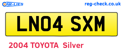 LN04SXM are the vehicle registration plates.