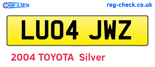 LU04JWZ are the vehicle registration plates.