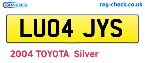 LU04JYS are the vehicle registration plates.