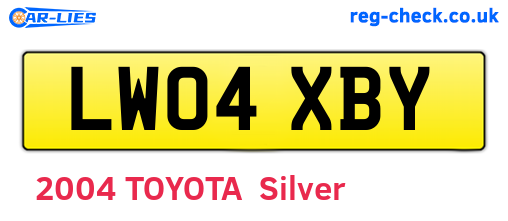 LW04XBY are the vehicle registration plates.