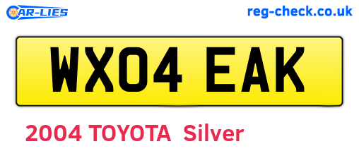 WX04EAK are the vehicle registration plates.