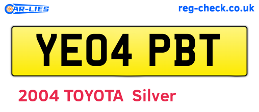 YE04PBT are the vehicle registration plates.