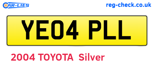 YE04PLL are the vehicle registration plates.