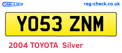 YO53ZNM are the vehicle registration plates.
