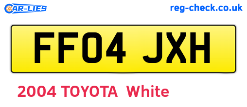 FF04JXH are the vehicle registration plates.